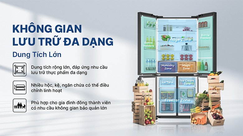 tủ lạnh multi door aqua inverter 529 lít aqr-m600xa(gb)