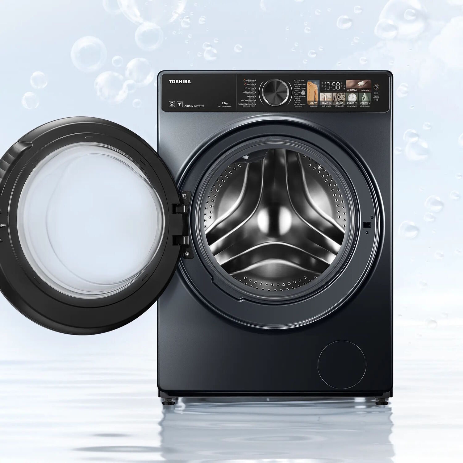 máy giặt sấy toshiba inverter giặt 13 kg - sấy 8 kg twd-t25bzp140mwv(mg)