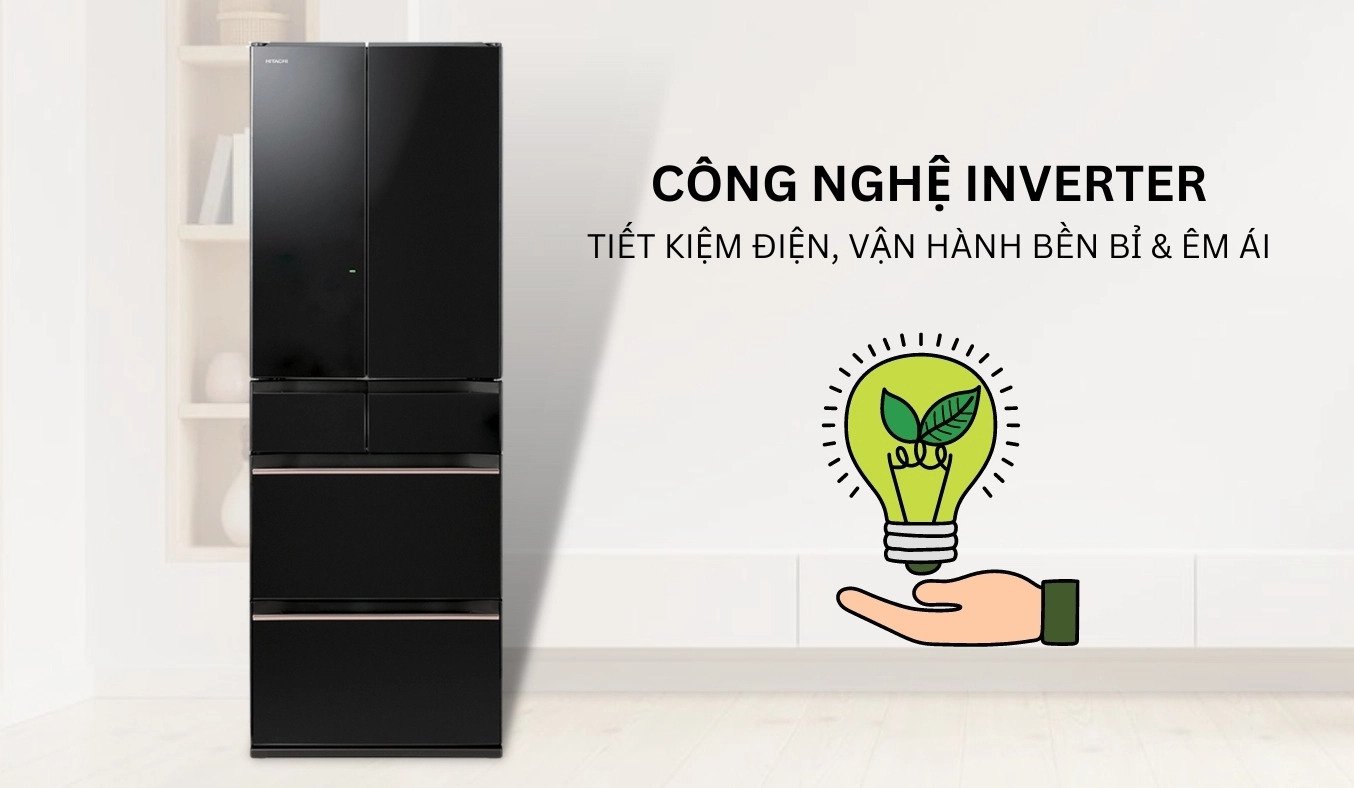 tủ lạnh hitachi inverter 520 lít r-hw540rv (xk)