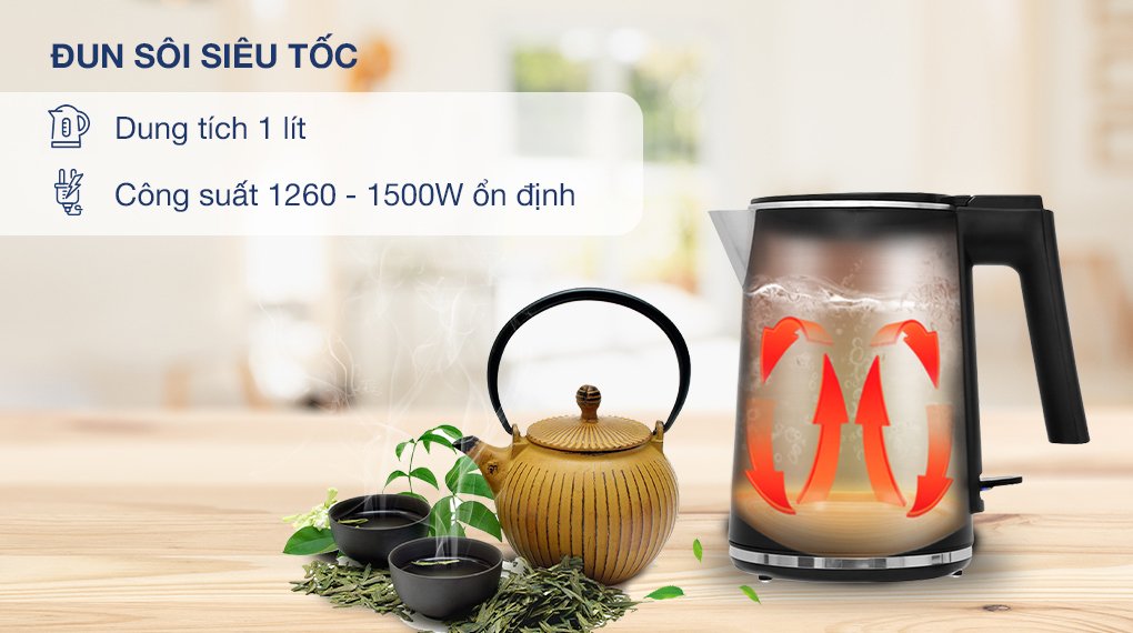 bình đun siêu tốc sharp 1 lít ekj-10dvps-bk