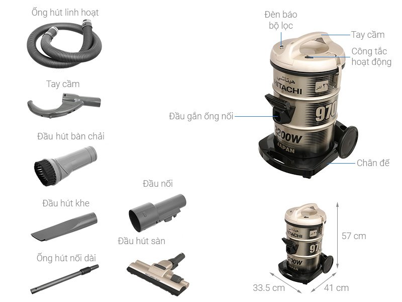 máy hút bụi công nghiệp hitachi cv-970y 24cv tg