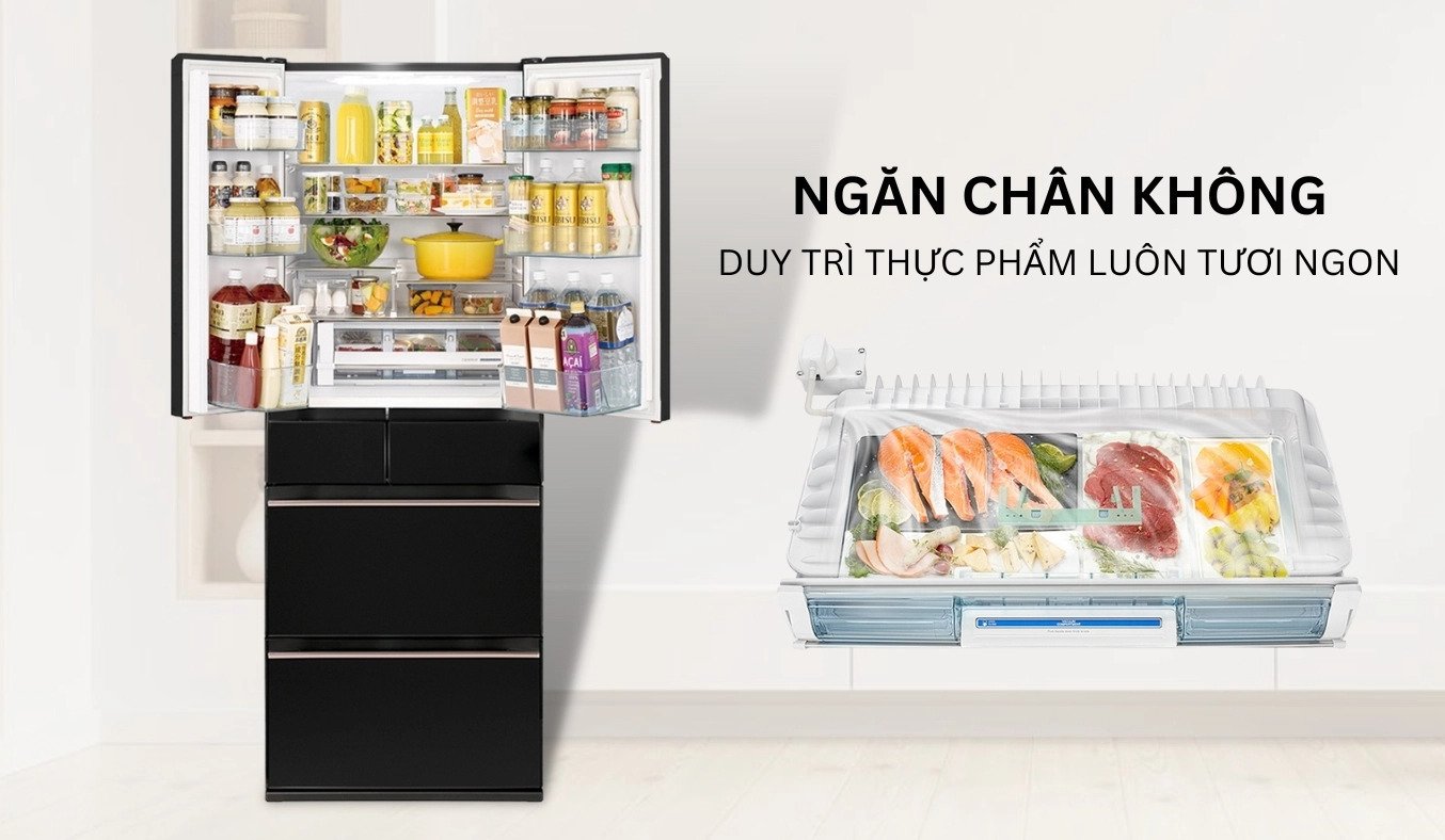 tủ lạnh hitachi inverter 520 lít r-hw540rv (xk)