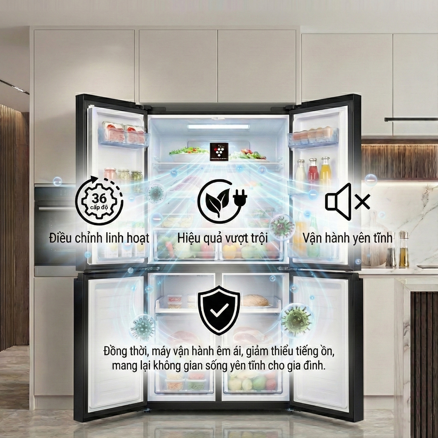 tủ lạnh sharp inverter multi door 421 lít sj-fxp510vg-bk