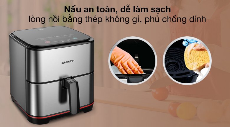 nồi chiên không dầu sharp 7 lít kf-af70ev-st