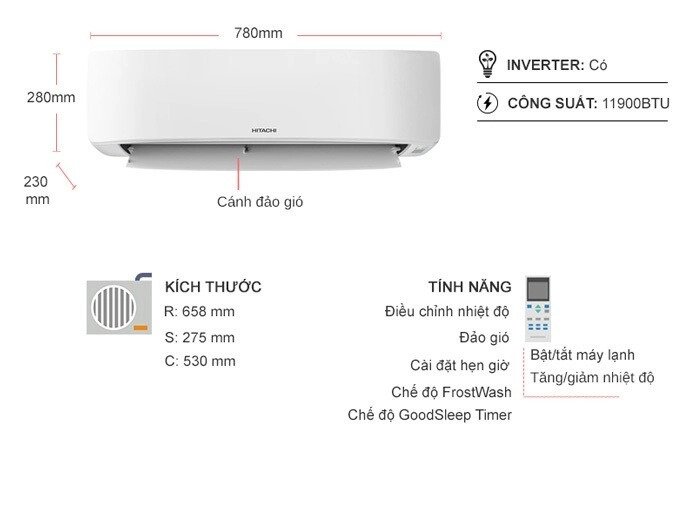 máy lạnh hitachi inverter 1.5 hp rac/rak-dj13pcasvx