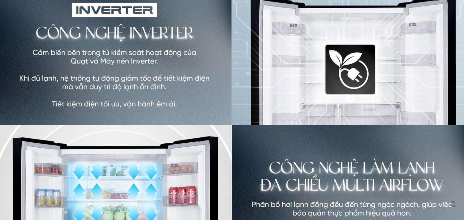 tủ lạnh sharp inverter multi door 421 lít sj-fxp510vg-ch