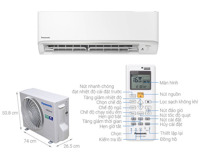máy lạnh panasonic 1.5hp inverter cu/cs-ru12ckh-8d