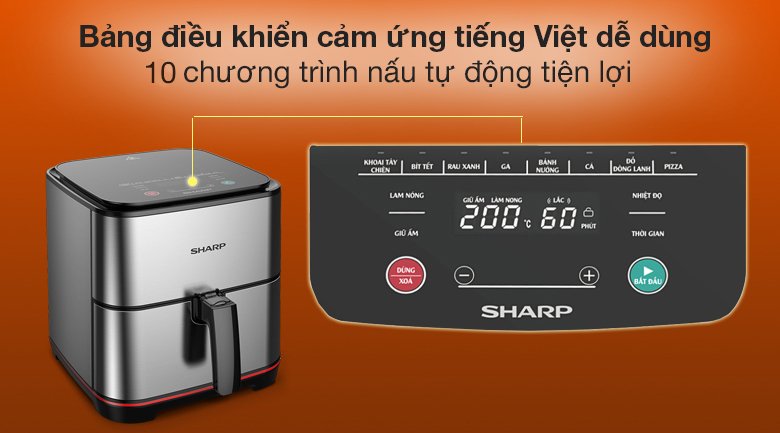 nồi chiên không dầu sharp 7 lít kf-af70ev-st