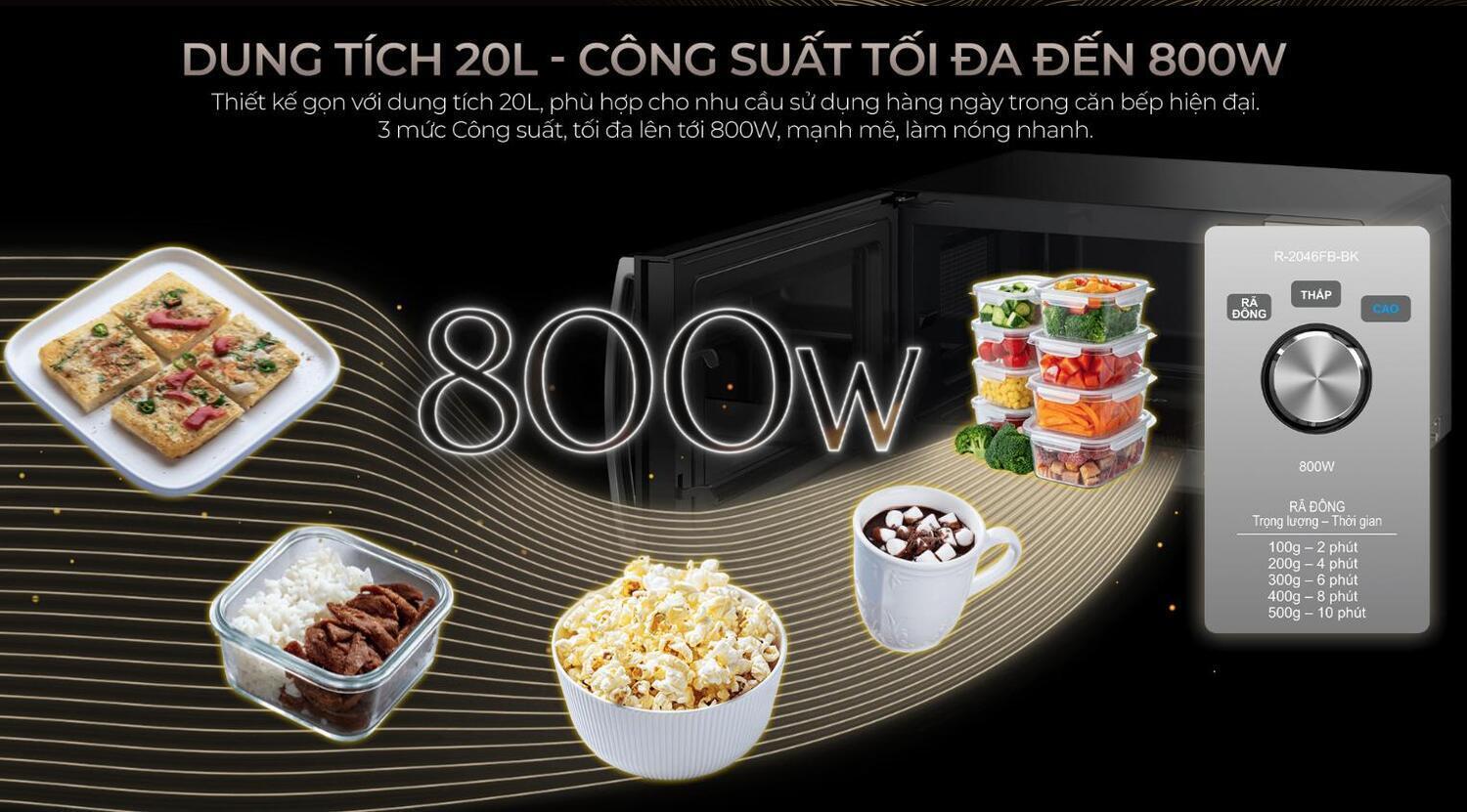 lò vi sóng sharp 20 lít r-2046fb-bk