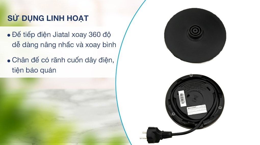bình đun siêu tốc sharp 1 lít ekj-10dvps-bk