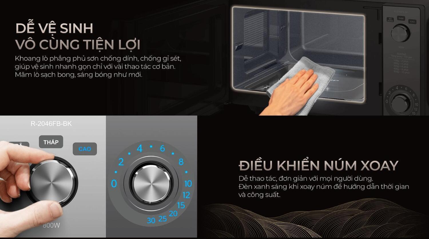 lò vi sóng sharp 20 lít r-2046fb-bk