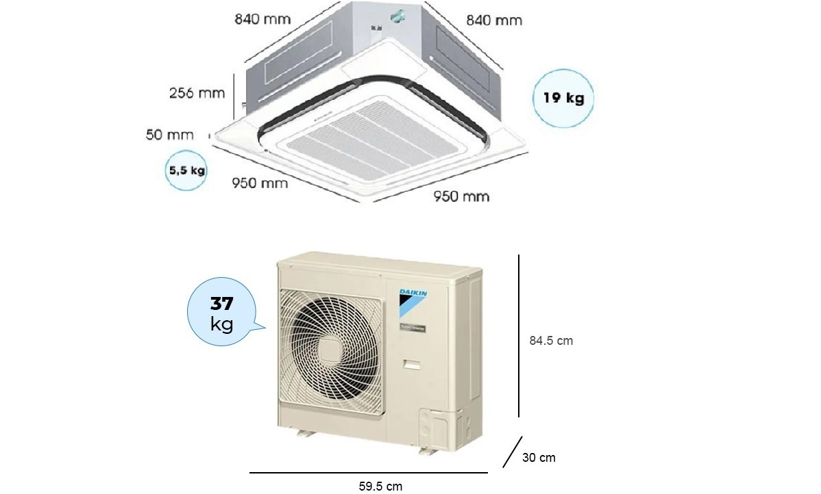 máy lạnh âm trần 2 hp daikin inverter fcfc50dvm / rzfc50evm + brc7f635f9 + bycq125eaf(8) điều khiển không dây