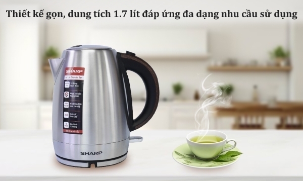 bình đun siêu tốc sharp 1.7 lít ekj-17evsd-wd