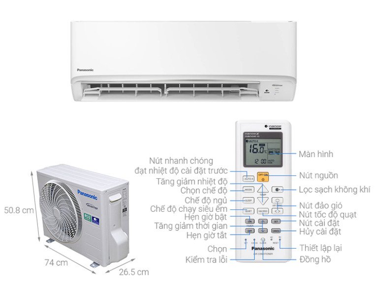 máy lạnh panasonic inverter 2.5hp cu/cs-ru24ckh-8d