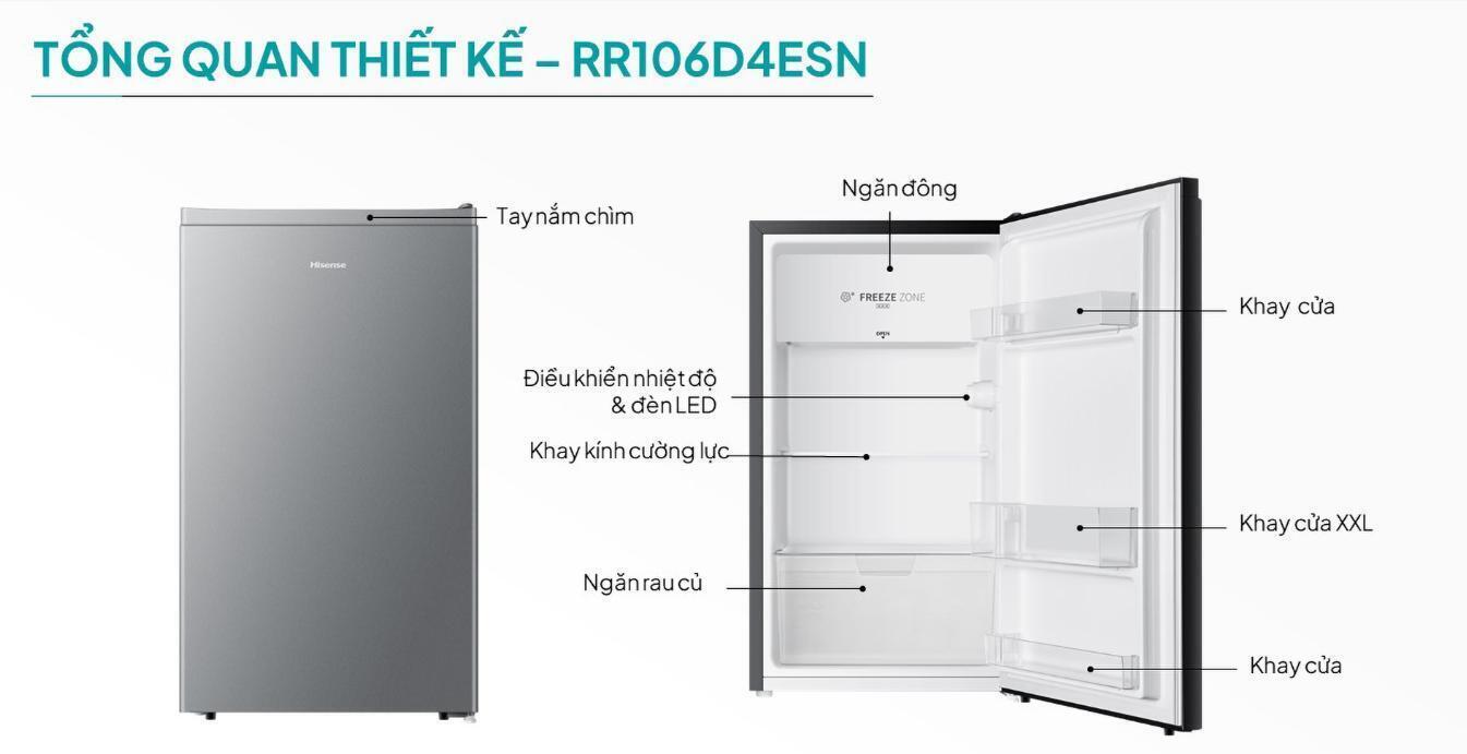 tủ lạnh hisense 82 lít rr106d4ewn