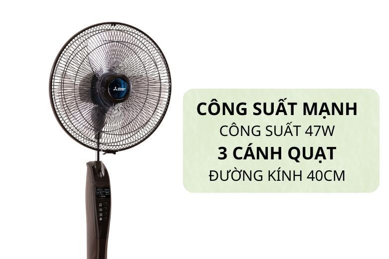 quạt cây mitsubishi lv16-rb cy-bw màu nâu