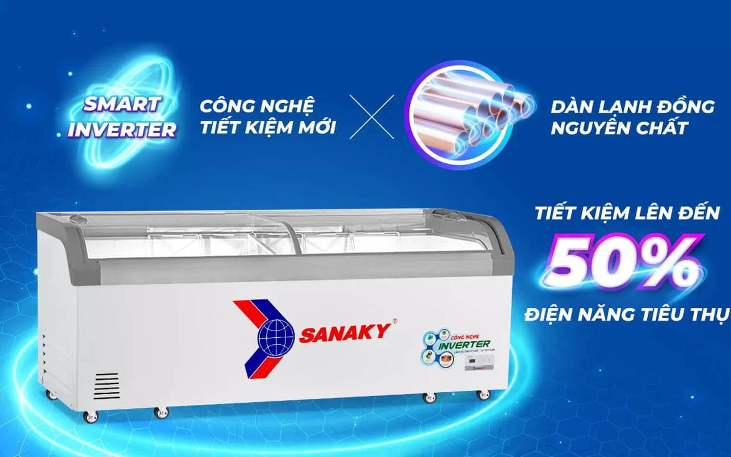 tủ đông trưng bày sanaky inverter 750 lít vh-1099k3a