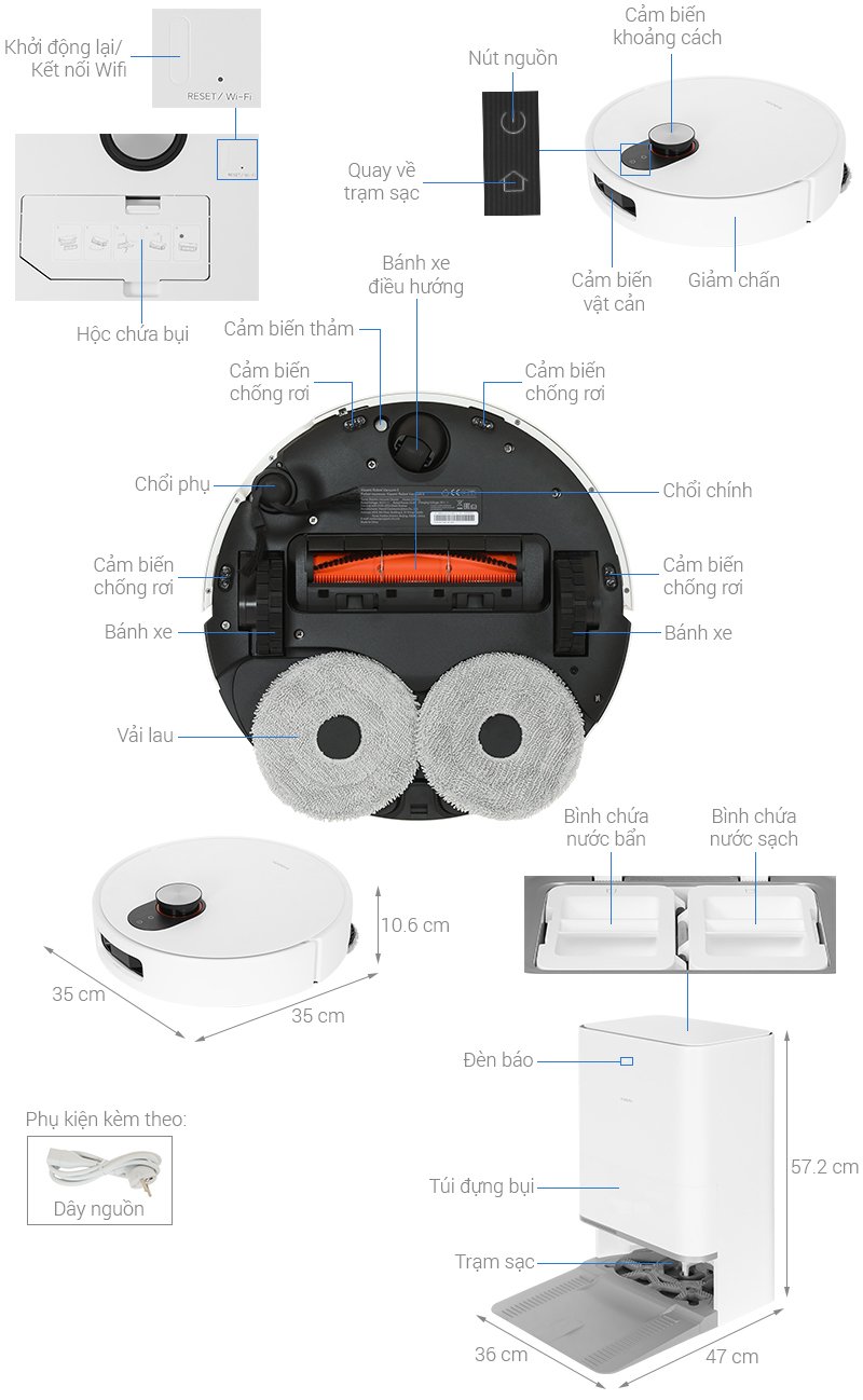 robot hút bụi lau nhà xiaomi vacuum 5 eu bhr0834eu
