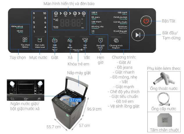 máy giặt hisense 10.5 kg wtzq1015ut