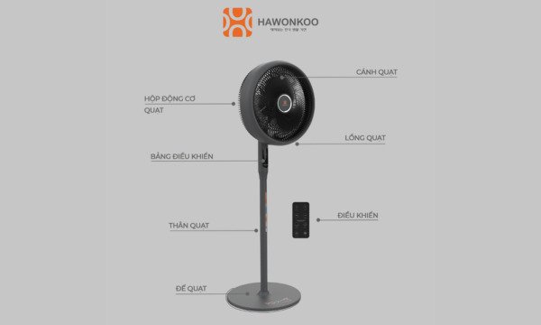 quạt đứng hawonkoo fdh-012-speed24 xám