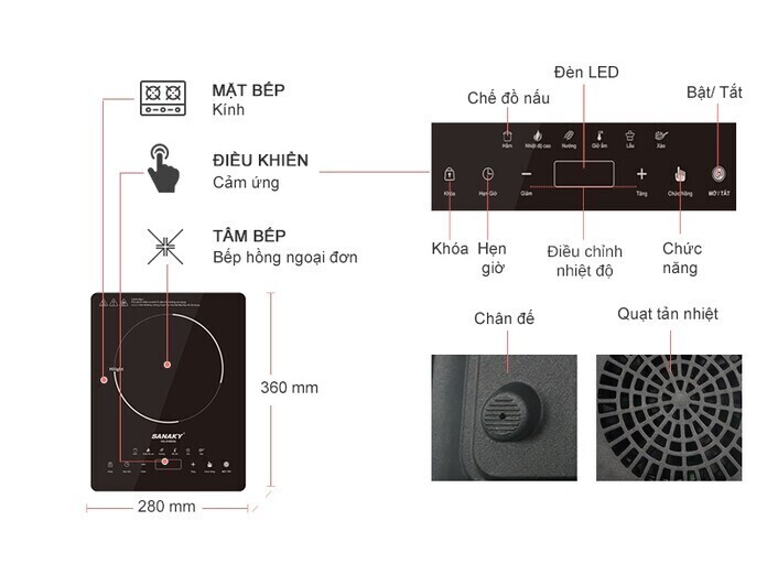 bếp hồng ngoại đơn sanaky vh3100hg