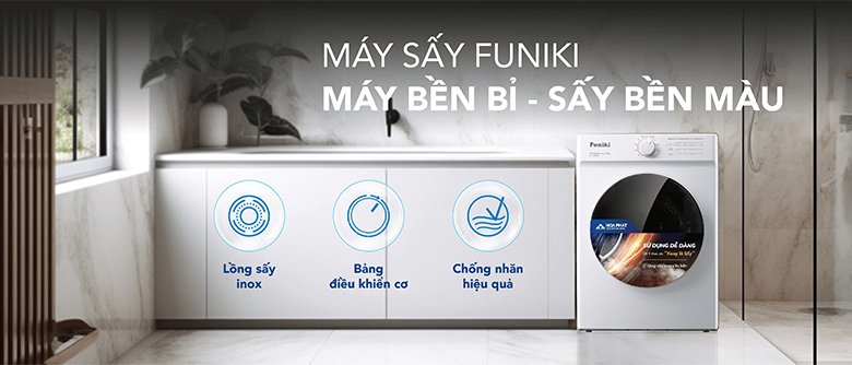 máy sấy thông hơi funiki 8kg hd-v680aw
