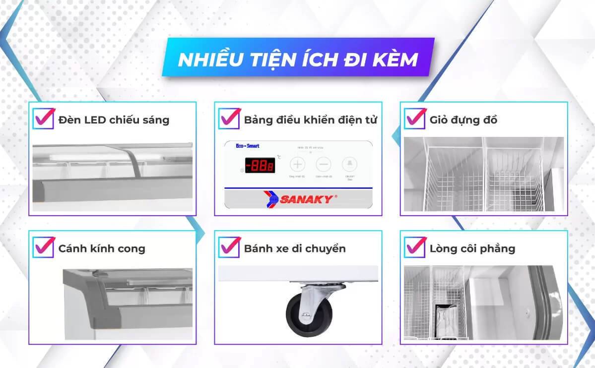 tủ đông trưng bày sanaky inverter 750 lít vh-1099k3a