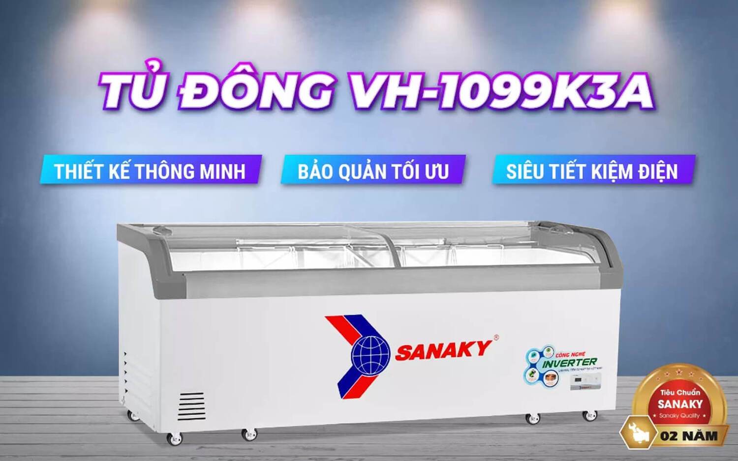 tủ đông trưng bày sanaky inverter 750 lít vh-1099k3a