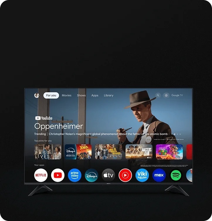 thiết kế màn hình tràn viền của xiaomi a 43 inch