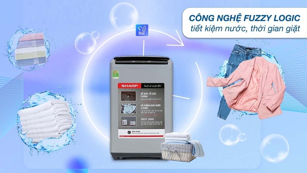 máy giặt sharp 7.5 kg es-y75hv-s