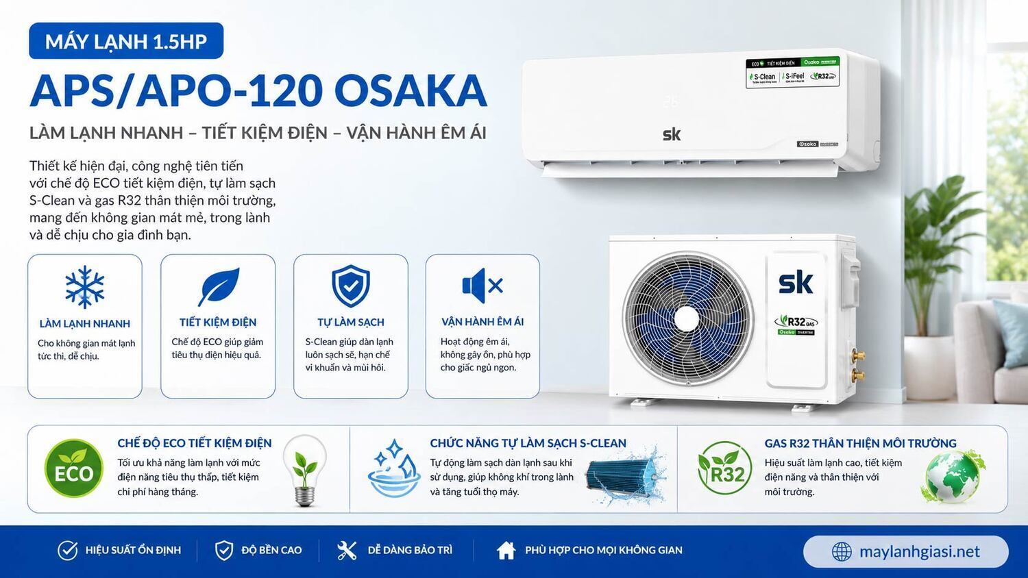 máy lạnh treo tường sumikura inverter aps/apo-120 osaka