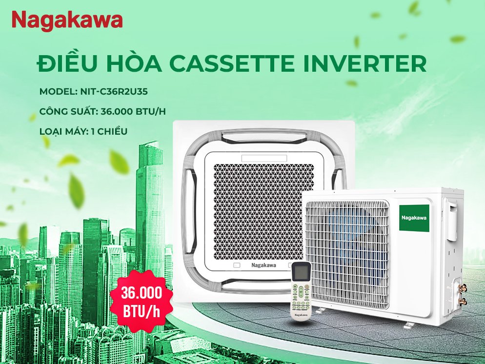 máy lạnh âm trần nagakawa inverter 4 hp nit-c36r2u35 (3 pha)