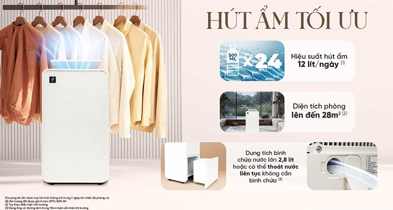 máy hút ẩm sharp dw-p12hv-w