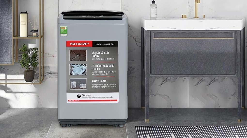 máy giặt sharp 7.5 kg es-y75hv-s