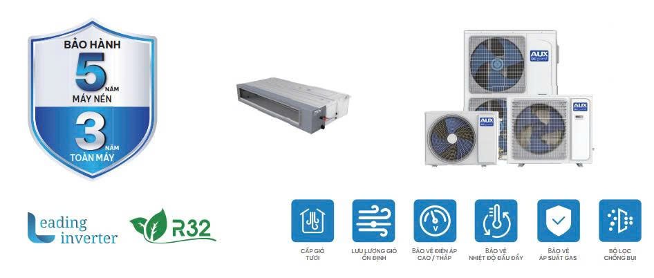 máy lạnh giấu trần aux inverter 3.5hp almd-c36/4dr3mb