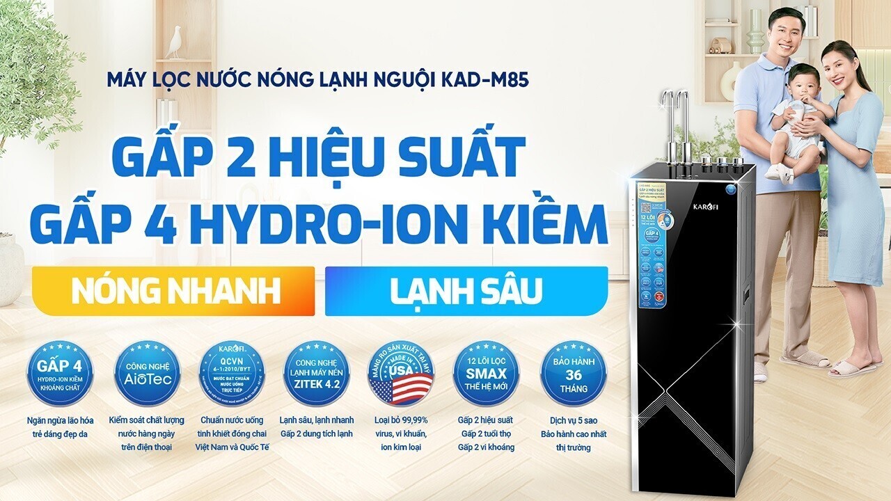 karofi kad-m85 với 12 lõi smax và hydro-ion kiềm