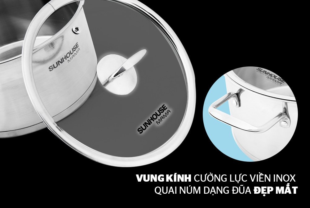 bộ nồi inox 5 đáy mama sunhouse sh784
