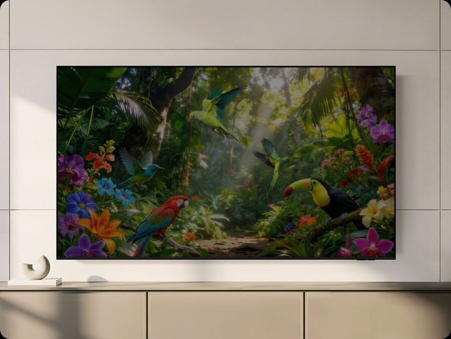 công nghệ mini led new direct trên samsung ua75m77ha cho độ tương phản và màu sắc sống động