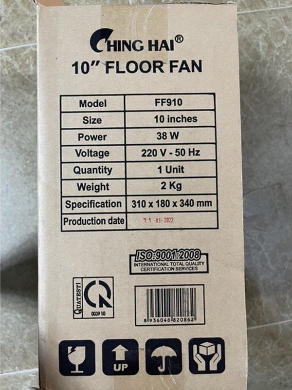 quạt sàn chân quỳ ching hai ff910