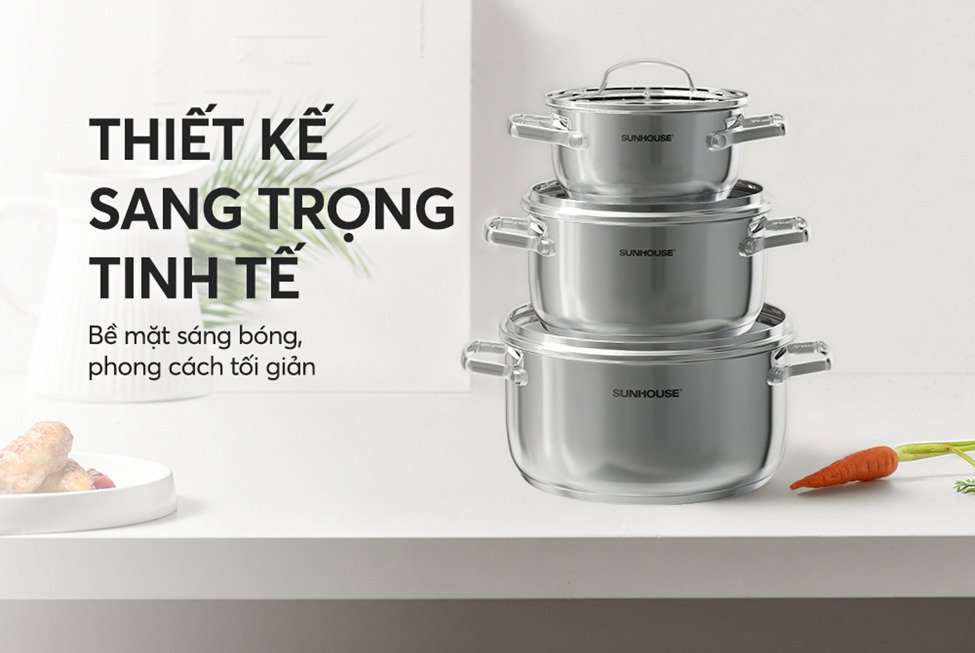 bộ nồi inox 304 healthy sunhouse shg605