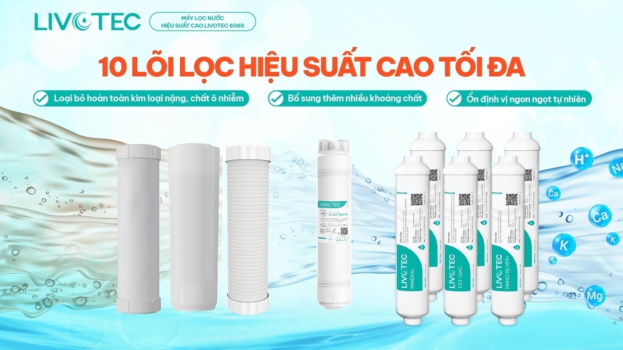 hệ 10 lõi trên máy lọc nước livotec 606s