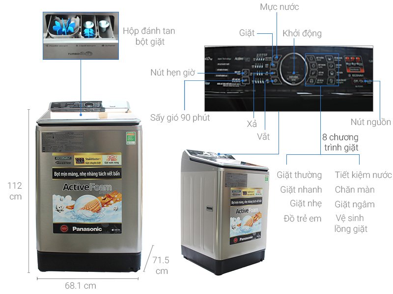 máy giặt panasonic inverter 14 kg na-fs14v5srv