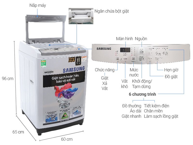 máy giặt samsung 8.5 kg wa85m5120sg/sv