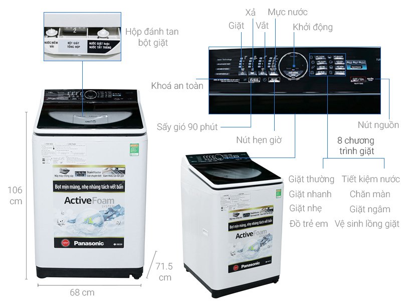 máy giặt panasonic 11.5 kg na-f115a5wrv