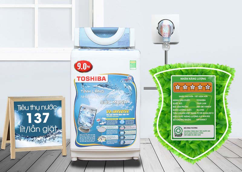máy giặt toshiba inverter 9kg aw-dc1005cv