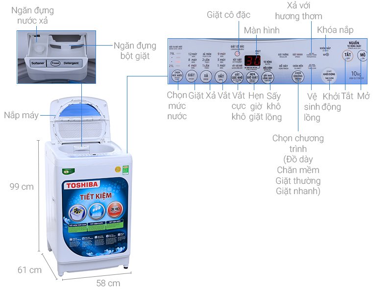 máy giặt toshiba 10 kg aw-g1100gv wb