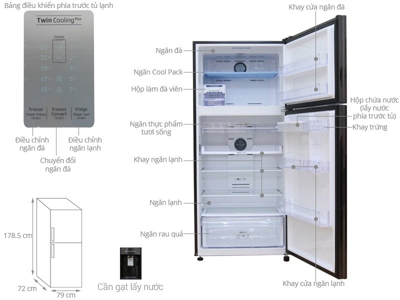 tủ lạnh samsung inverter 502 lít rt50k6631bs/sv