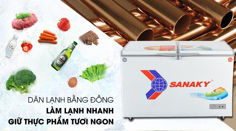 tủ đông sanaky vh-3699w1 , 260 lít 2 ngăn đông mát