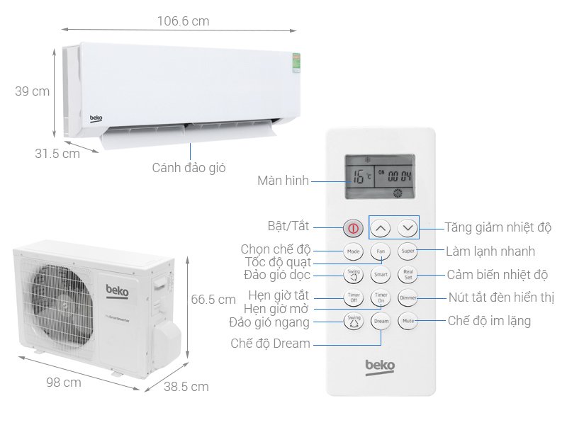 máy lạnh beko inverter rsvc18av 2hp
