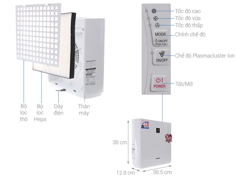 máy lọc không khí sharp fu-a28ev-w